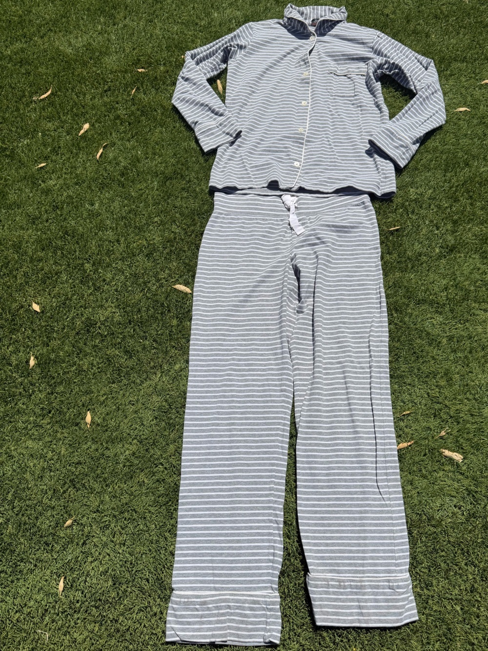 J. Crew Dreamy cotton pajama set in stripe Grey XS